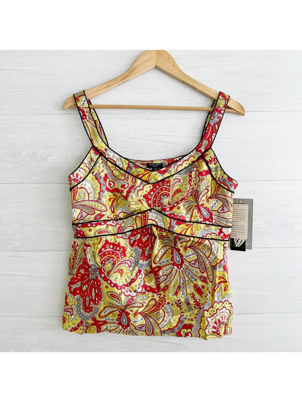 NWT Vintage Nine West - Red paisley silk tank blouse, 12P